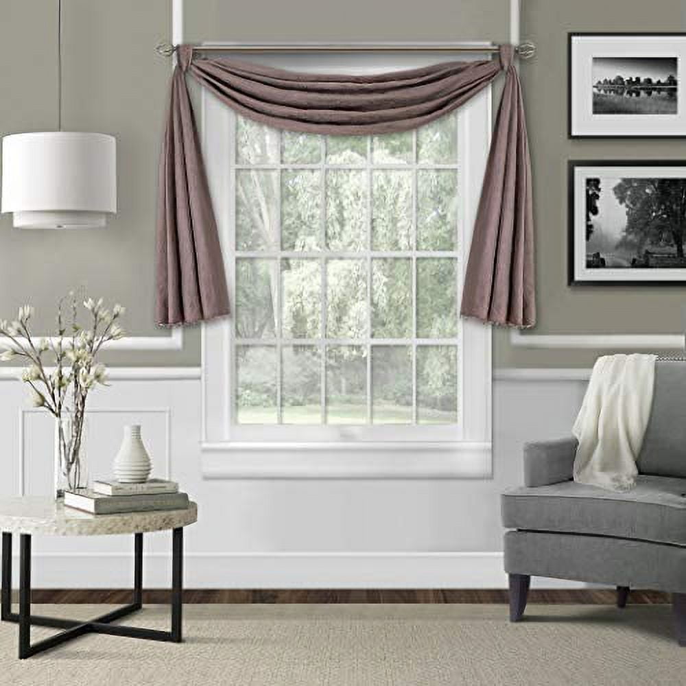 Leila Purple Damask Polyester Window Scarf Valance