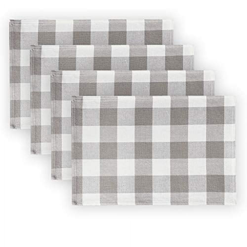 Farmhouse 19 in. x 13 in. Black and White Cotton Gingham Placemats (Set of 4) Farmhouse 19 in. x 13 in. Black and White Cotton Gingham Placemats (Set of 4)