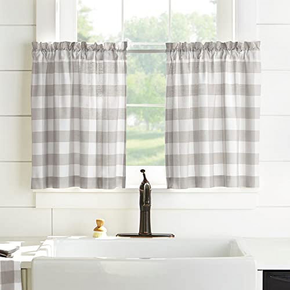 Farmhouse Kitchen Curtains Buffalo Plaid Short Curtains - Temu