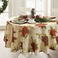 thumbnail image 1 of Elrene Home Fashions Festive Poinsettia Holiday Fabric Tablecloth, 1 of 2