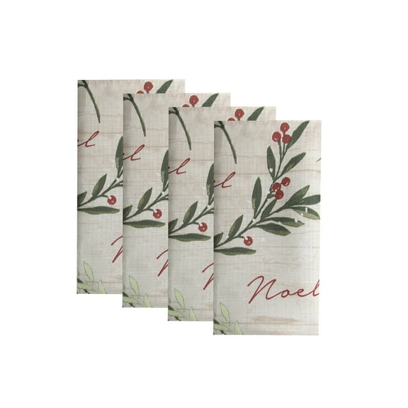 Elrene Home Fashions Holiday Tree Trimmings Napkins, Set of 4, 17"x17", Multi