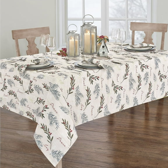 Elrene Home Fashions Holiday Tree Trimmings Tablecloth, 60"x84" Oblong, Multi