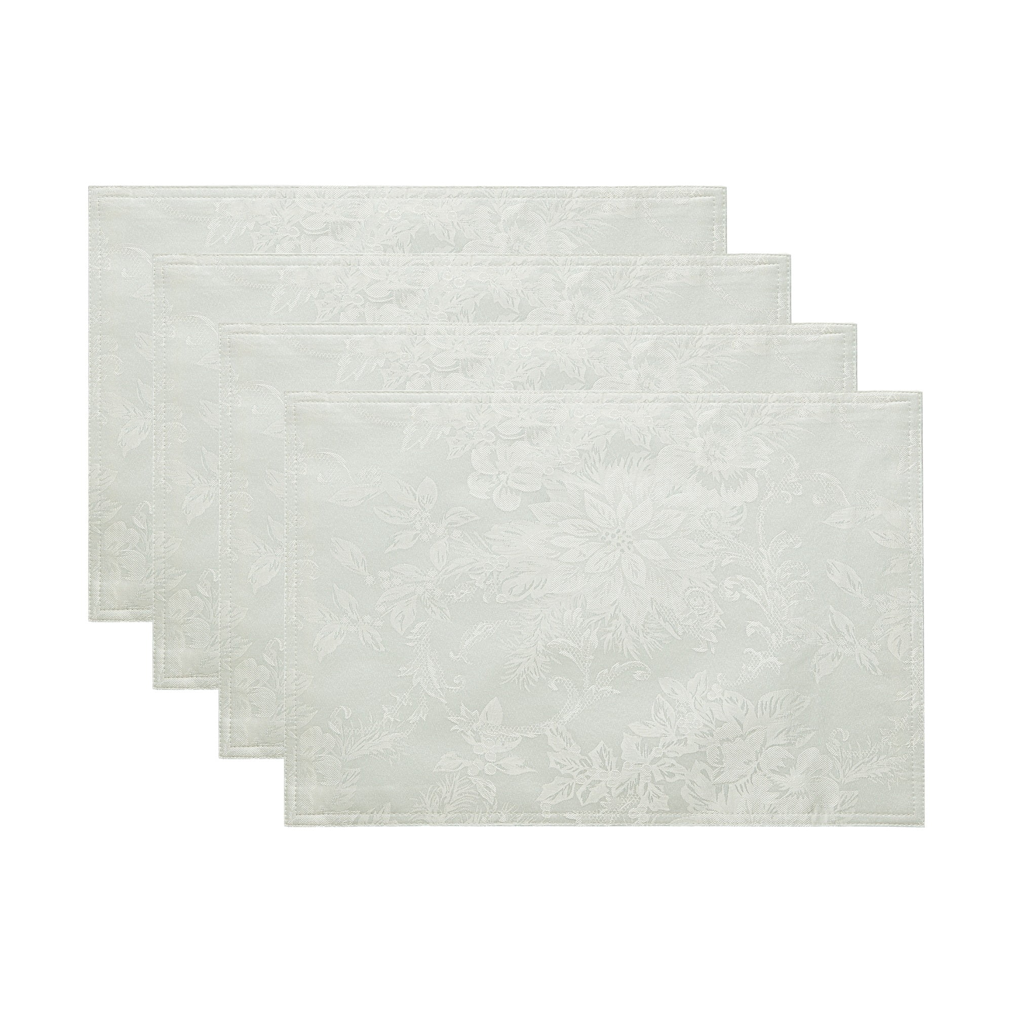 Elrene Home Fashions Poinsettia Elegance Jacquard Holiday Placemat, Ivory, 13" x 19"