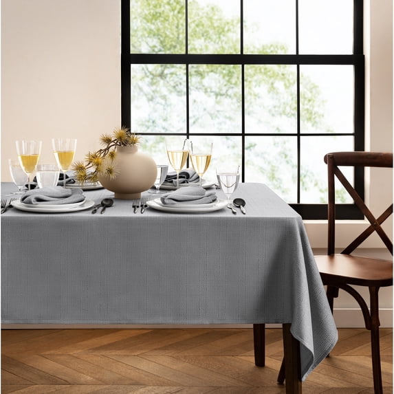 Elrene Laurel Solid Texture Water and Stain Resistant Tablecloth 52" Square - Gray