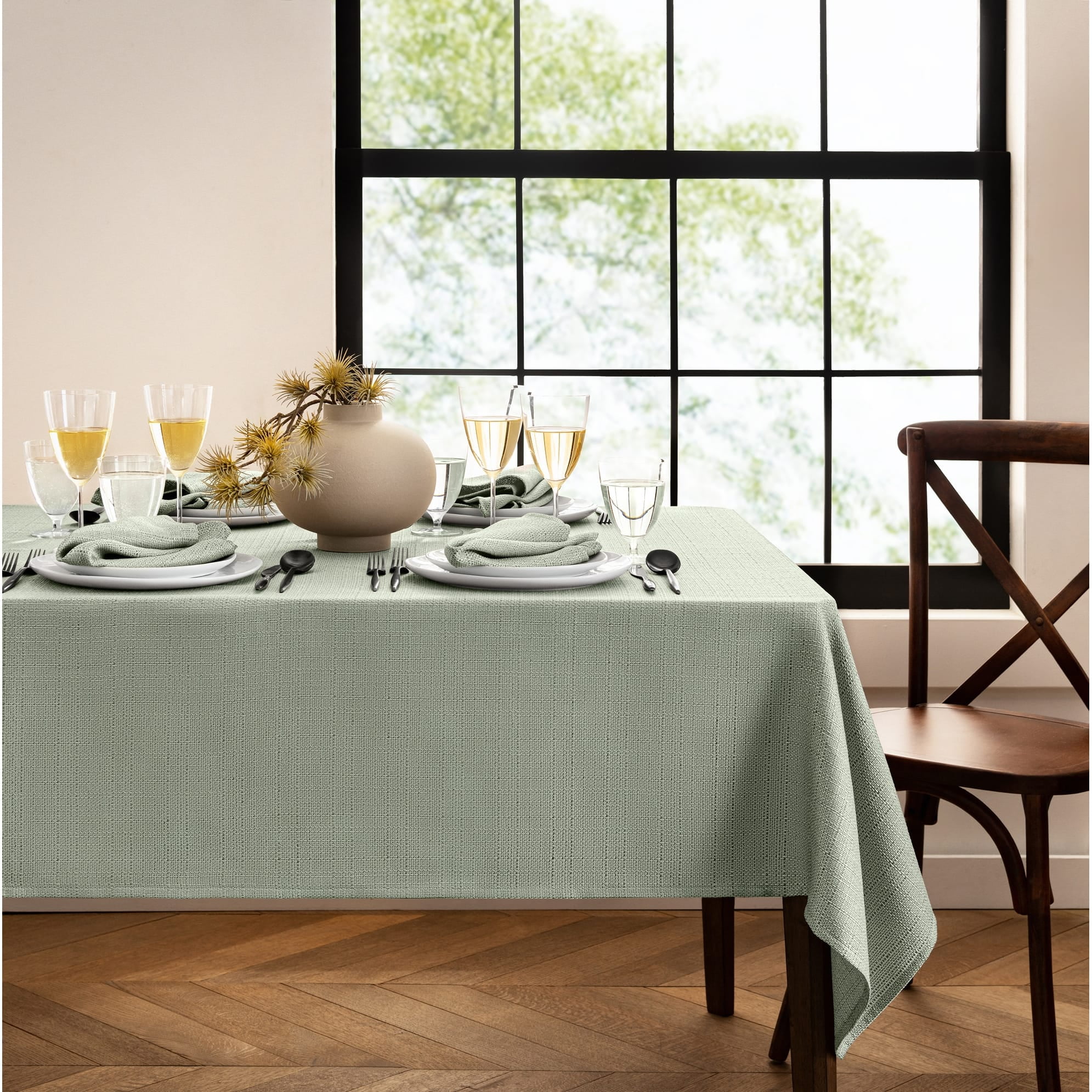 Sage Green Polyester Square Tablecloth, 52" x 52"