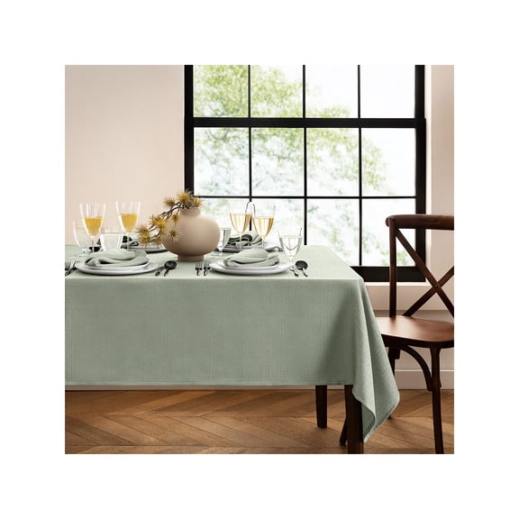 Elrene Laurel Solid Texture Water and Stain Resistant Tablecloth 60x102 - Sage