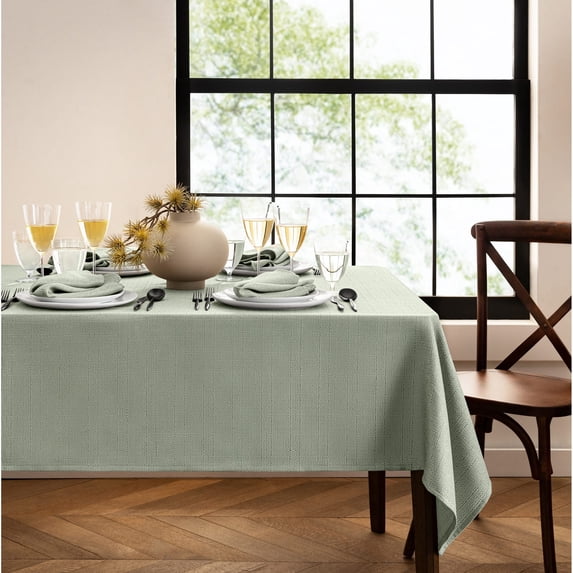 Elrene Laurel Solid Texture Water and Stain Resistant Tablecloth 60x120 - Sage