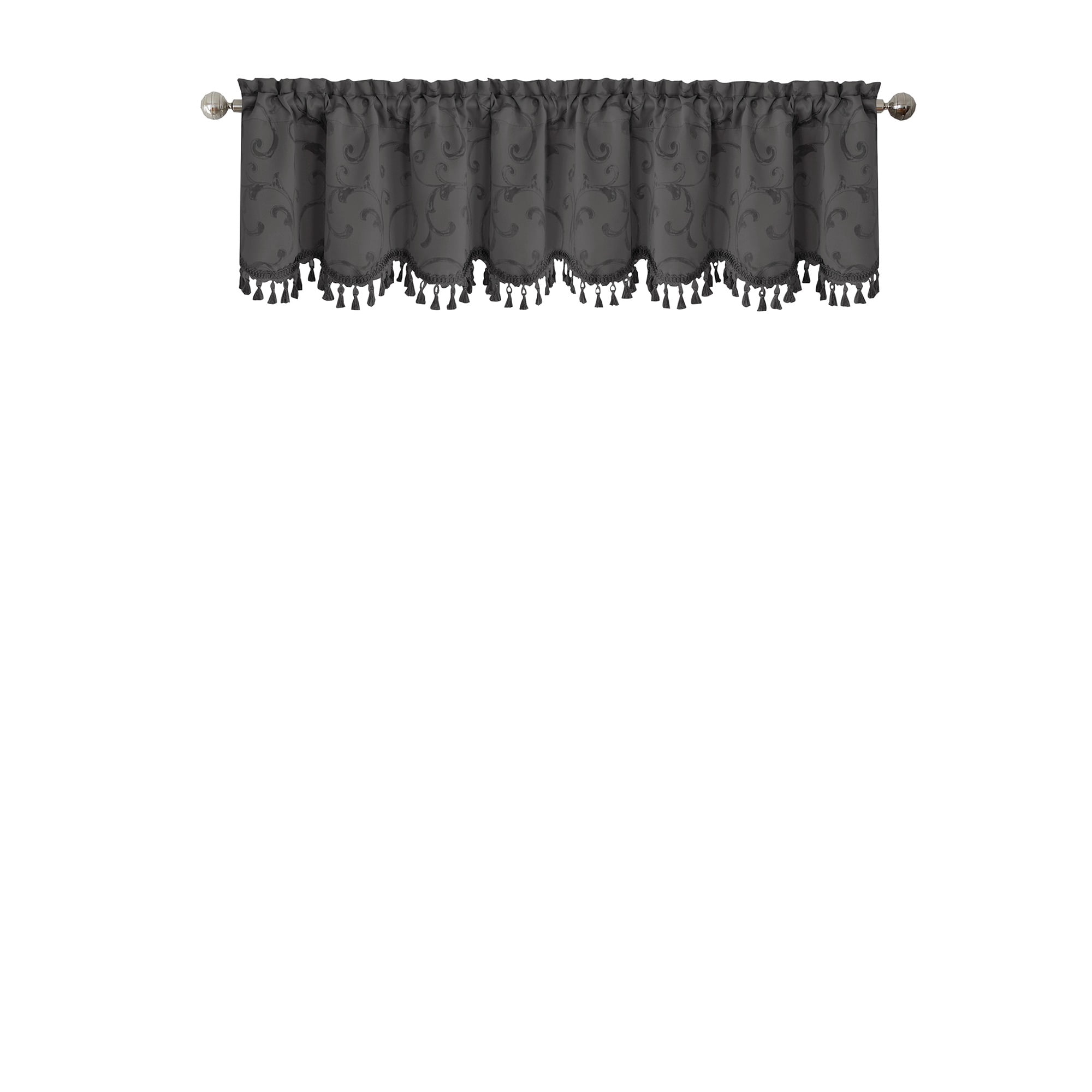 Elrene Home Fashions Mia Beaded Scallop Valance, Gray, 52" x 19"