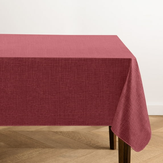 Elrene Monterey Linen Texture Vinyl Indoor/Outdoor Tablecloth 60x102 - Brick