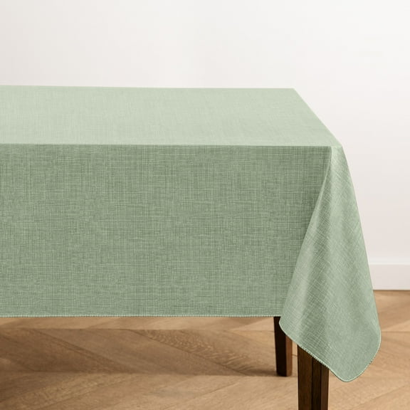 Elrene Monterey Linen Texture Vinyl Indoor/Outdoor Tablecloth 60x84 Rectangle - Sage