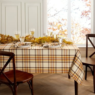 Elrene Russet Harvest Woven Plaid Tablecloth 60x84 Rectangle