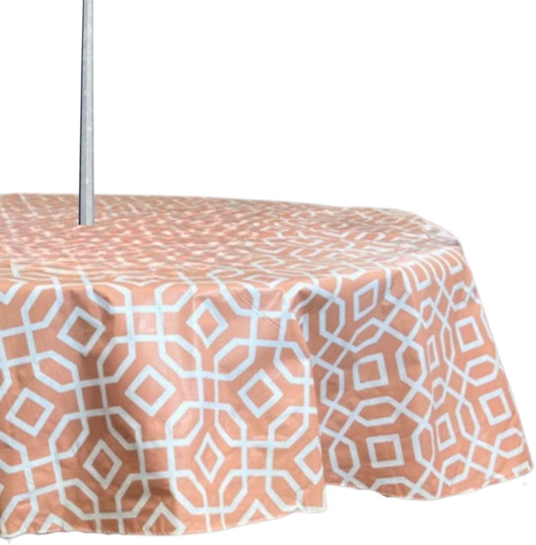 Elrene Summer Flannel Back Vinyl Tablecloths Patio Table Umbrella Hole
