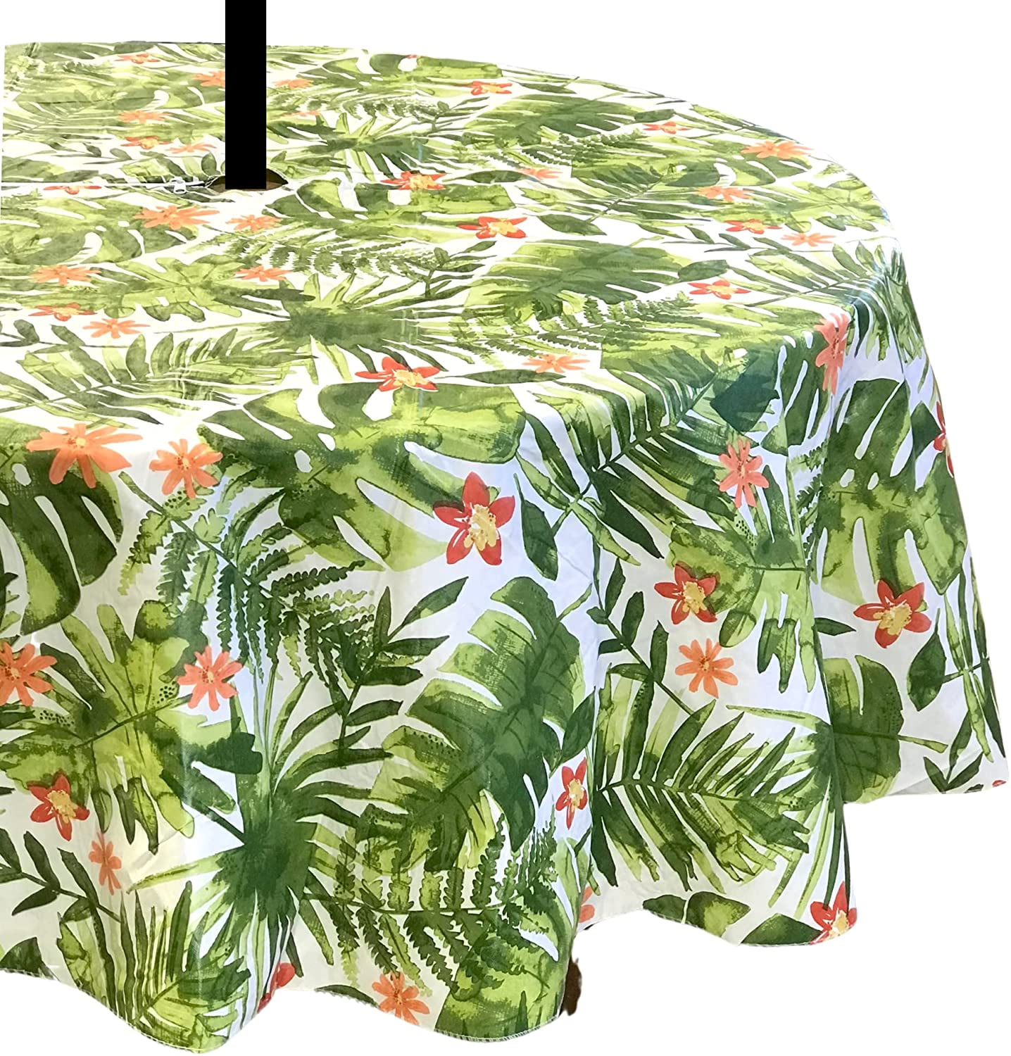 Elrene Summer Vinyl Tablecloths Umbrella Hole with Zipper 52" x 70