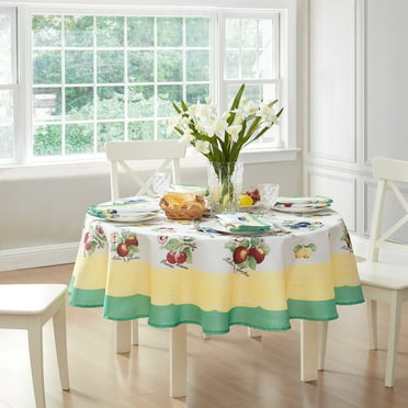 Elrene Villeroy & Boch French Garden Fleurence Stain and Water Resistant Tablecloth 70" Round