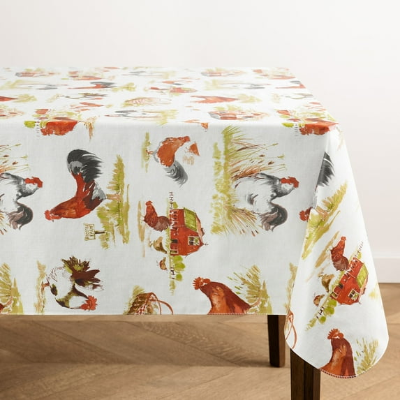 Elrene Vintage Rooster Farm Printed Vinyl Indoor/Outdoor Tablecloth 60x84 Oblong