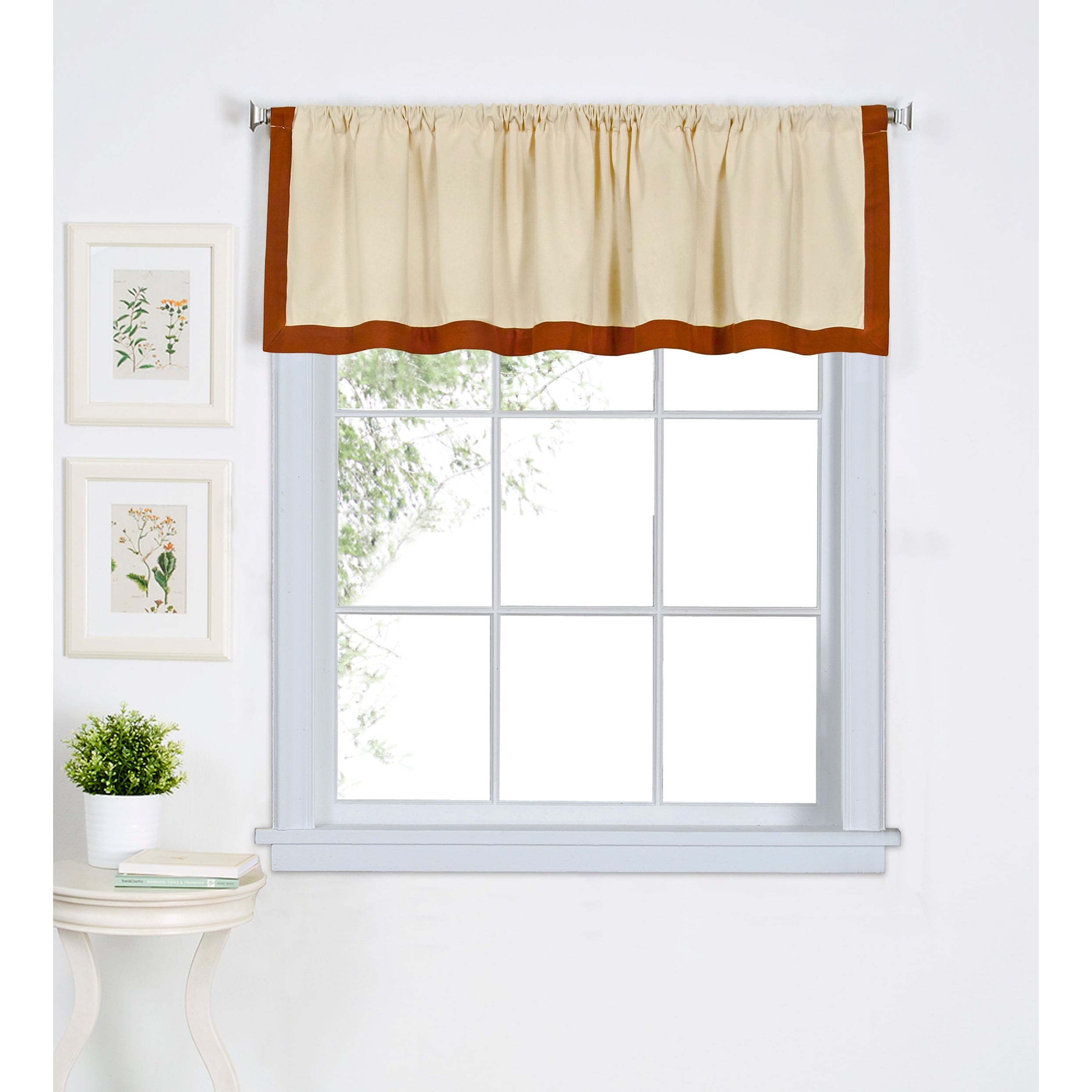 Cream and Spice Cotton Rod Pocket Window Valance, 60" x 15"