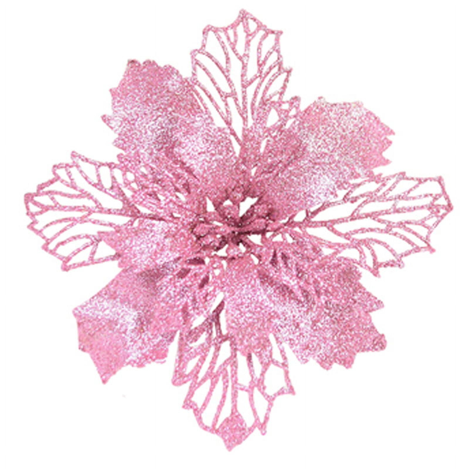 Elroy 10pcs Christmas Glittering White Gold Flowers,Artificial Flowers