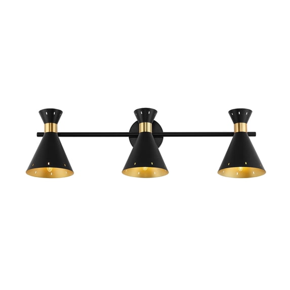 Elroy 30.5" 3-Light Iron Retro Contemporary LED Track Light , Black/Gold