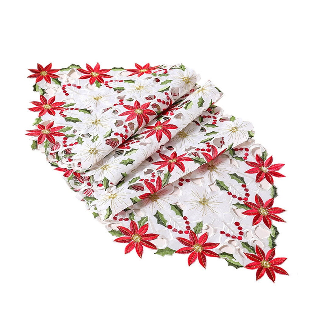 Elroy Christmas Embroidered Table Runner Holiday Table Runners for