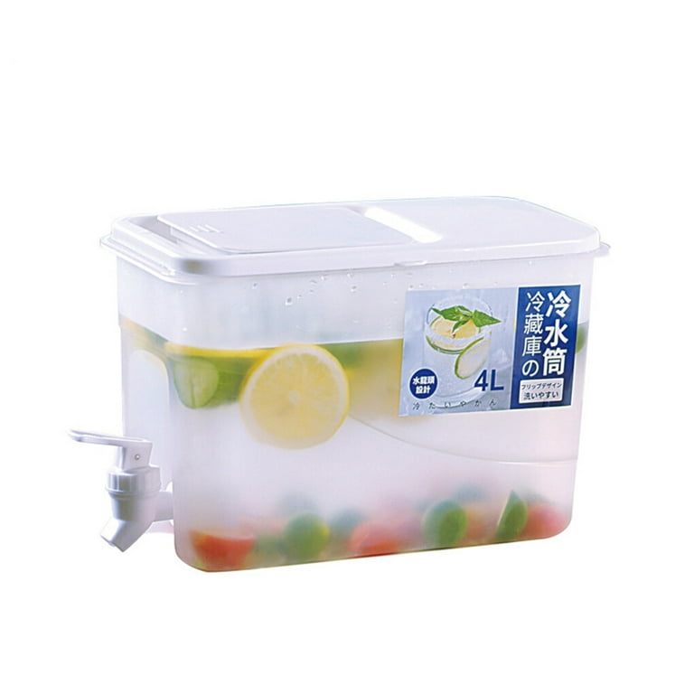 Elroy Cold Water Kettle Fridge 4L Juice Bucket Refrigerator Cool Beverage Storage  Container with Faucet 