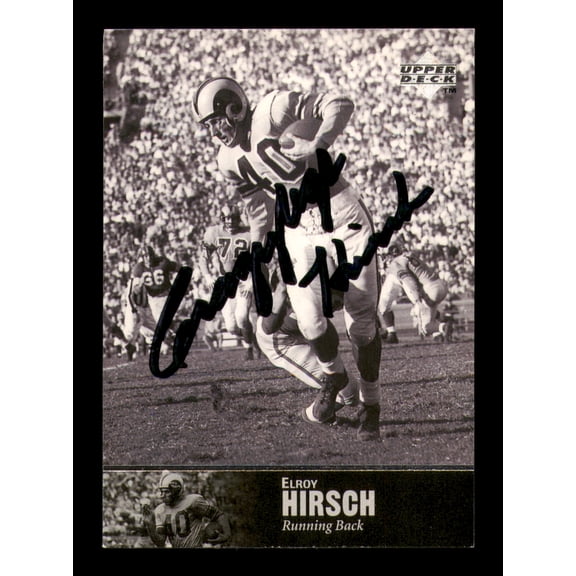 Elroy Crazylegs Hirsch Autographed 1997 Upper Deck Legends Card #39 Los Angeles Rams SKU #251068