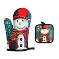 thumbnail image 1 of Elroy Oven Glove Merry Christmas Heat Insulation Pad Kitchen Baking Microwave Mat Mitten, Scarf Snowman, 1 of 10