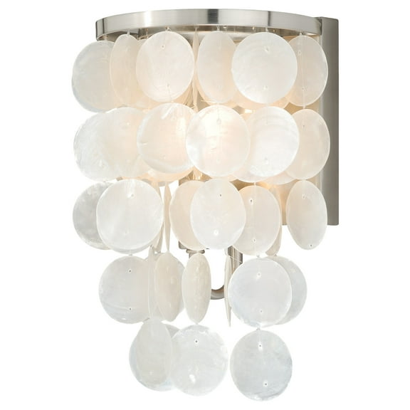 Elsa 1 Light Satin Nickel Capiz Shell Coastal Bathroom Wall Fixture
