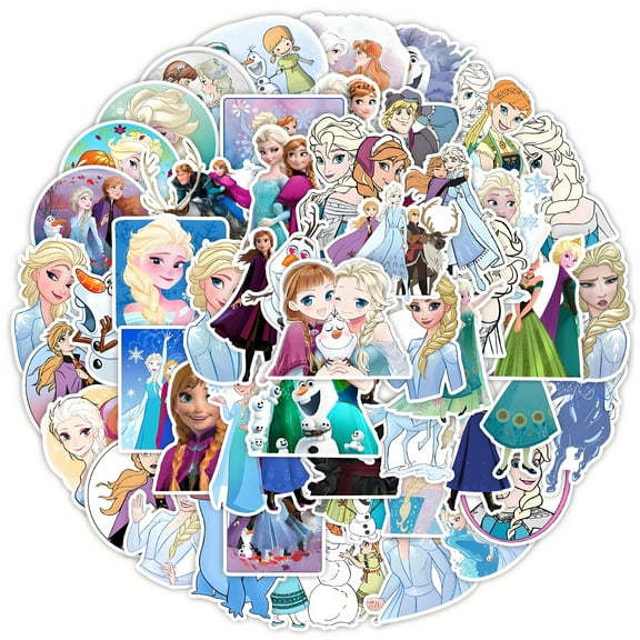 Elsa Anime Stickers, 100Pcs Classic Anime Theme Sticker Pack, Decals for Bottles, Laptops, Skateboards&Notebooks, Sticker for Adults&Teens