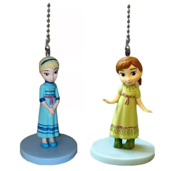 Elsa & Anna Baby Toddler Young Fan Lamp Light Pull Chain Pvc Figure Figurine 3