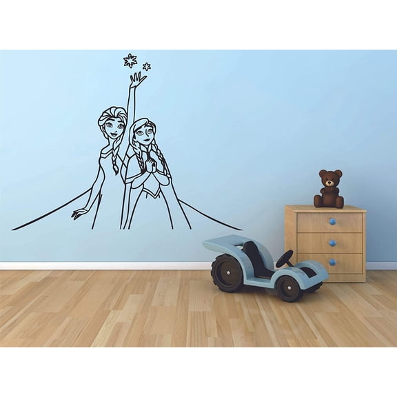 Elsa and Anna Frozen Wall Decals For Kids Rooms Let It Go Decor Girls Children Creative Animated Vinyl Decal Removable Stickers for Bedrooms Artwork Child Favorite Decoration Size (18x20 inch)