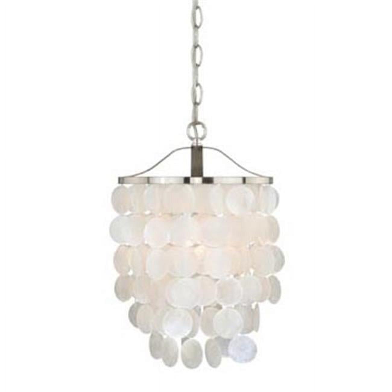 Elsa Capiz Shell Satin Nickel 18" Pendant Light
