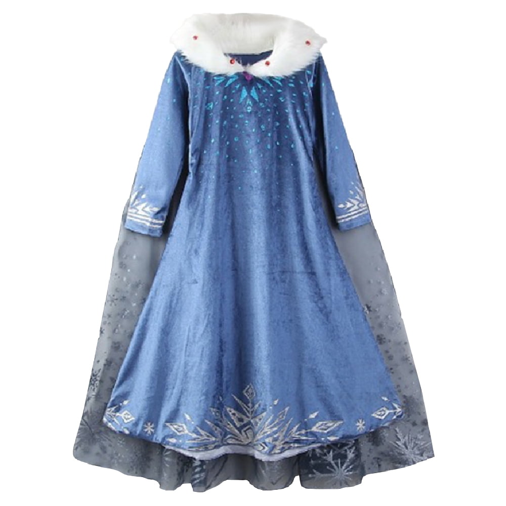 Elsa Cospaly Dress Blue Princess Girls Dress Party Fancy Costume