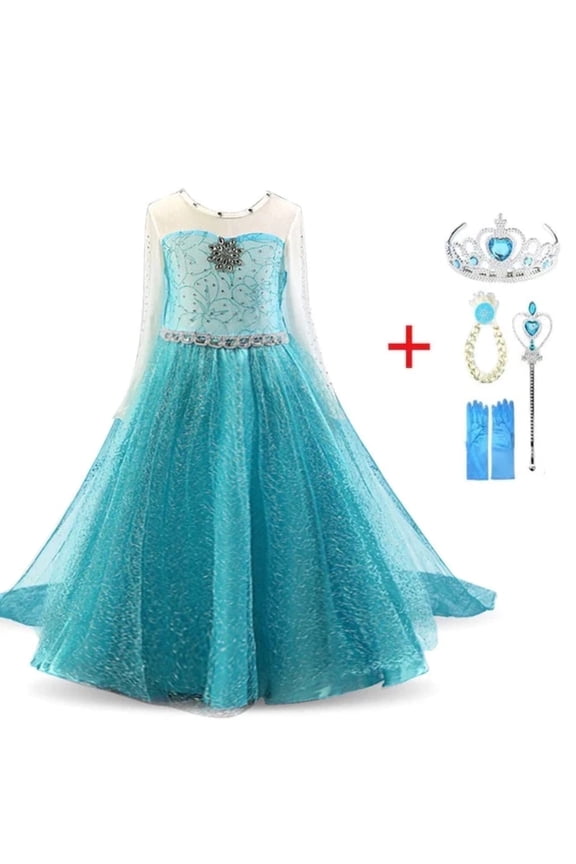 Elsa Costume, Frozen Toddler Girl, Blue Princess Dress, Girl Costume Cosplay, Outfit, Dress with Cape, Dress with accessories