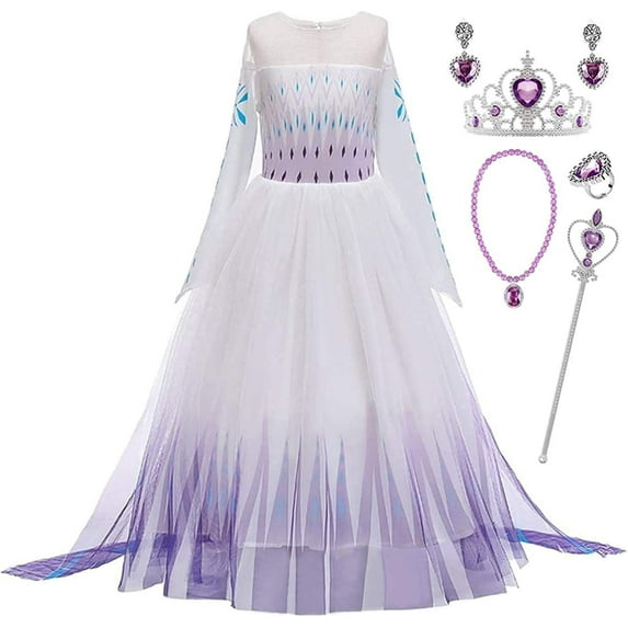 Elsa Costume for Girls Birthday Party Dress up for Girls Halloween Carnival Party Cosplay Fancy Dress Purple