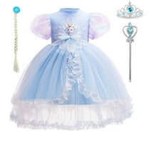 Snow Queen Costume for Girls Princess Dress Toddler Kids Halloween Cosplay Birthday Party Outfit