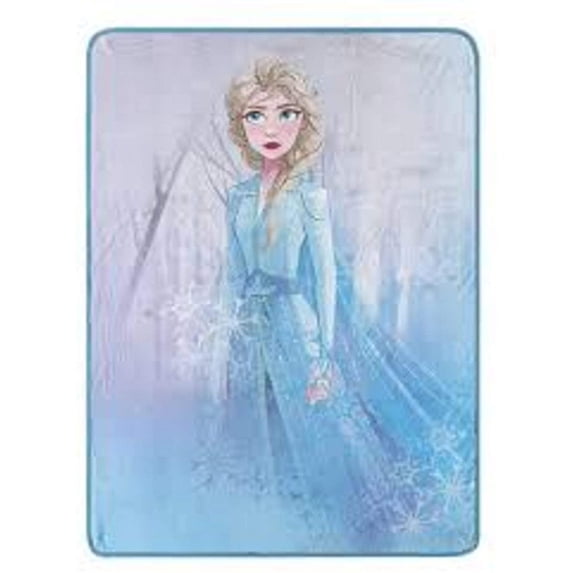 Disney Frozen 2 Elsa Blue Snowflake Micro Raschel Throw Blanket 46 in x 60 in