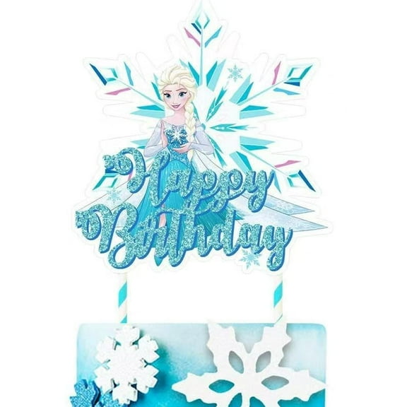 Elsa Happy Birthday Cake Topper - Birthday Cake Decoration for Shower Birthday Party Decorations Supplies