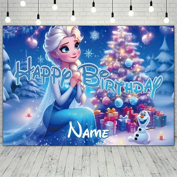 Elsa Happy Birthday Themed party Birthday Background Frozen for birthday celebrations and party decorations, birthday party decorations, colorful mix