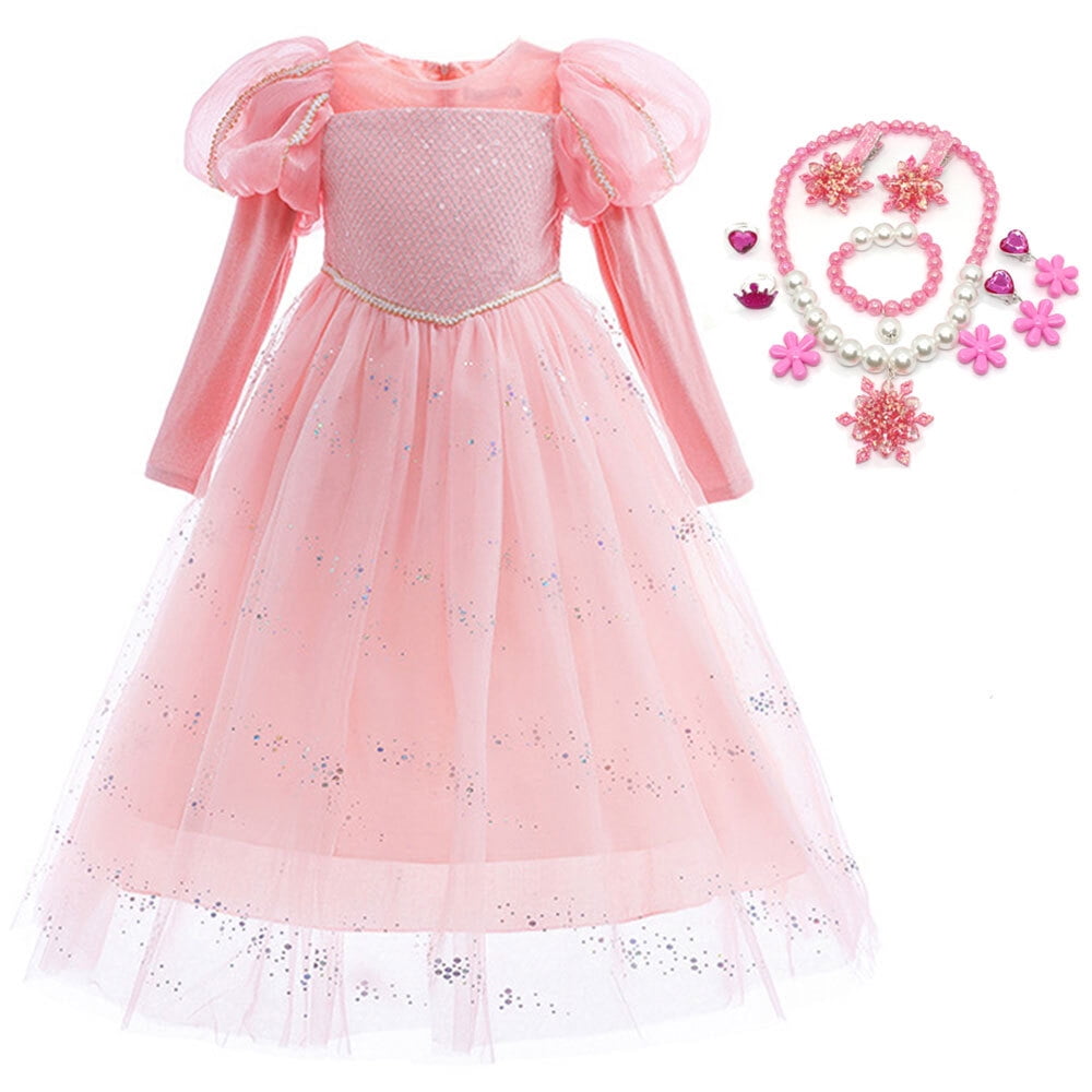 Elsa Pink Dress Girl Kid Princess Dress Christmas Birthday Party Dress
