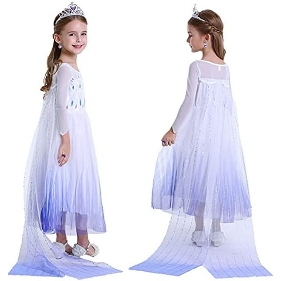 Elsa Princess Dress for Girls Halloween Carnival Party Cosplay Fancy Dress Purple