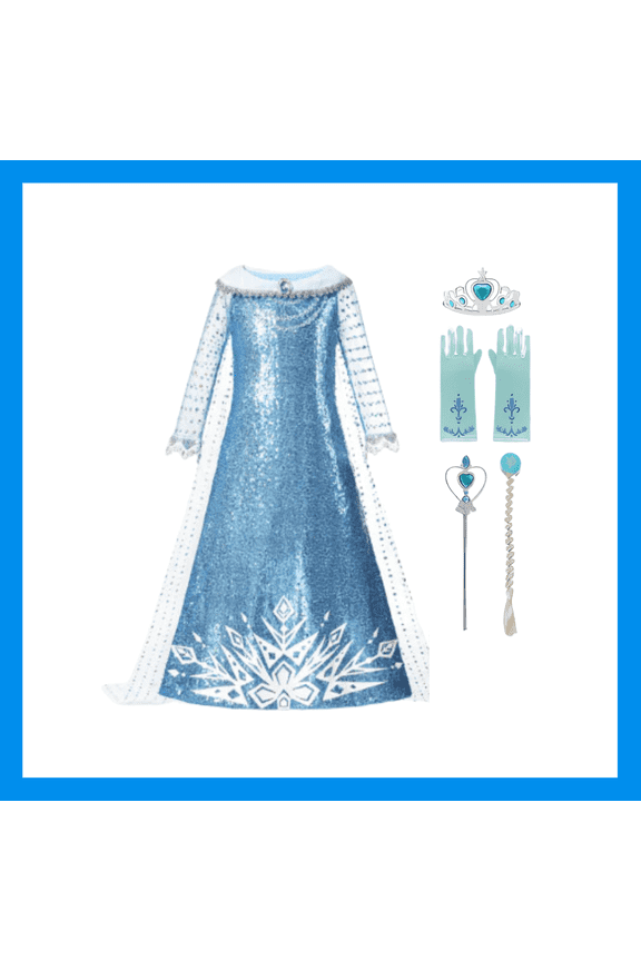 Elsa Princess Frozen Girls Fancy Dress Costume with Accessories for Toddler/Kids 2T-7Y