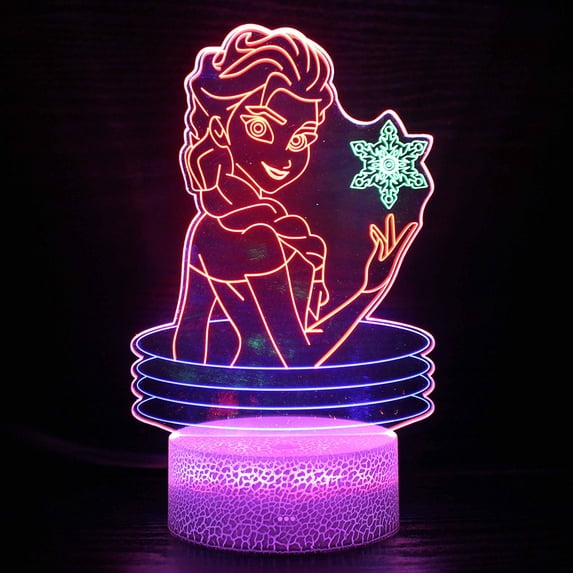 Elsa Toys Night Light for Kids, 3D Illusion Lamp Touch Dynamic Colors Changing Kids Toys for Anna Gifts for Men Boys HFY
