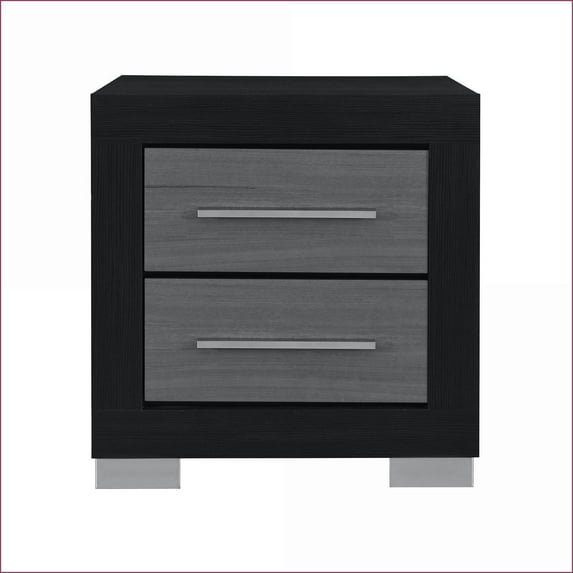 Elsa Two-Toned Black & Grey Nightstand with Storage Drawer