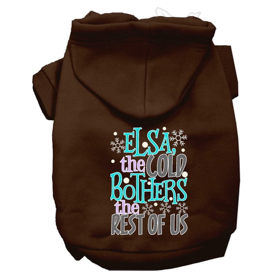 Mirage Pet Elsa, the Cold Screen Print Dog Hoodie Brown S