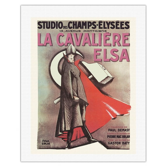 Elsa the Rider (La Cavaliére Elsa) - Vintage French Theater Poster by Paul Colin c.1925 - Fine Art Rolled Canvas Print 20in x 26in
