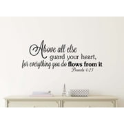 Above All Else Guard Your Heart for Everything You do 28 X 11 Vinyl Wall Decal Sticker Cute Girl Decal Smile Hepburn Art Decor Motivational Inspirational Sticker Lettering