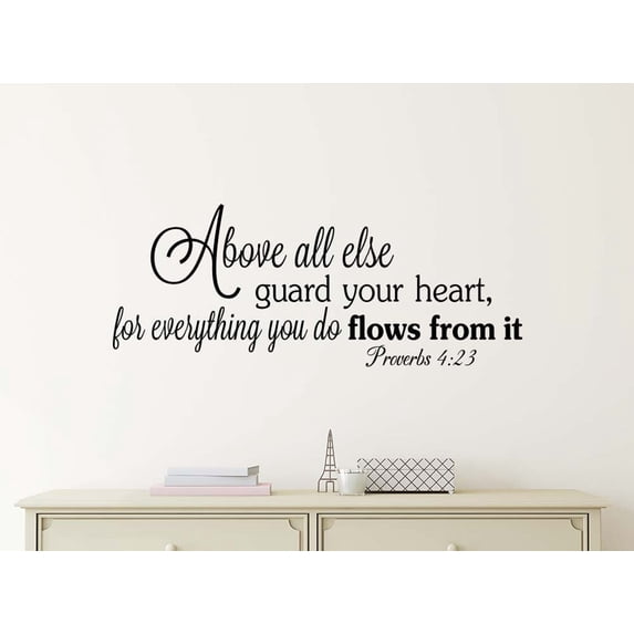 Above All Else Guard Your Heart for Everything You do 28 X 11 Vinyl Wall Decal Sticker Cute Girl Decal Smile Hepburn Art Decor Motivational Inspirational Sticker Lettering
