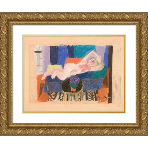 Else Hagen 24x19 Gold Ornate Framed and Double Matted Museum Art Print Titled - Woman's Act on Couch