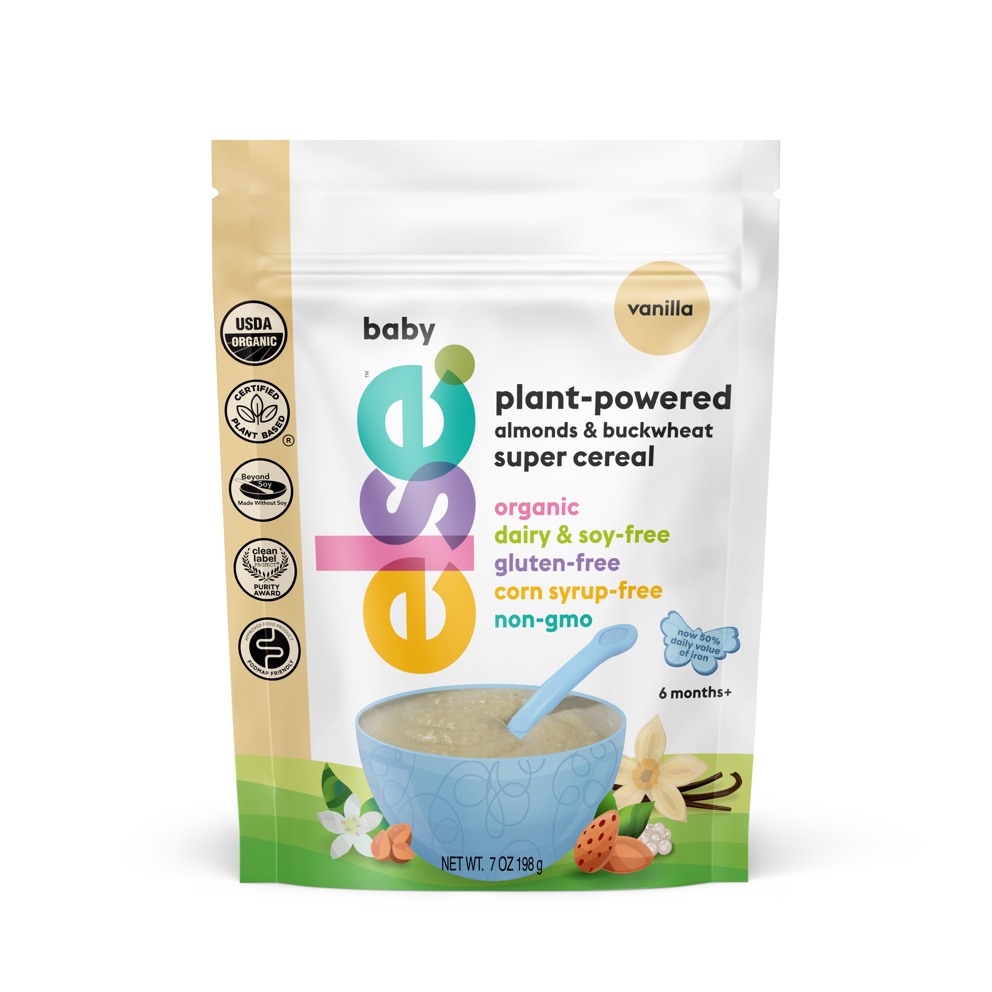 Else Nutrition Baby Cereal - Almond & Buckwheat, Plant Based Baby Food, Clean Label (Vanilla, 1 Pack)