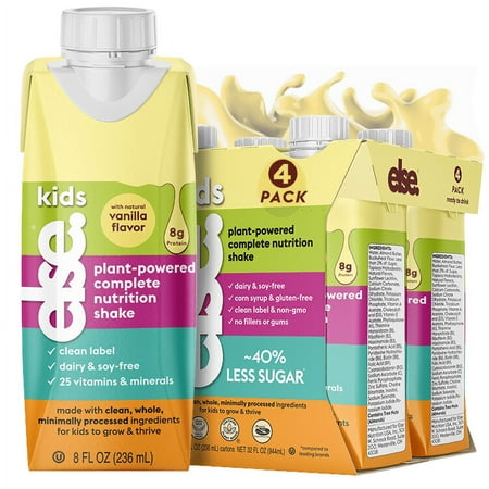 Else Nutrition Kids Nutritional Shake Ready-to-Drink, Vanilla, 4PK, Dairy-Free Protein Shake